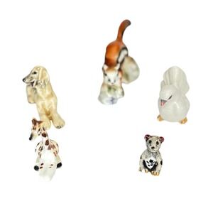 Vintage Miniature Ceramic Porcelain and 1 resin bead Animal Figurine Lot 5pc